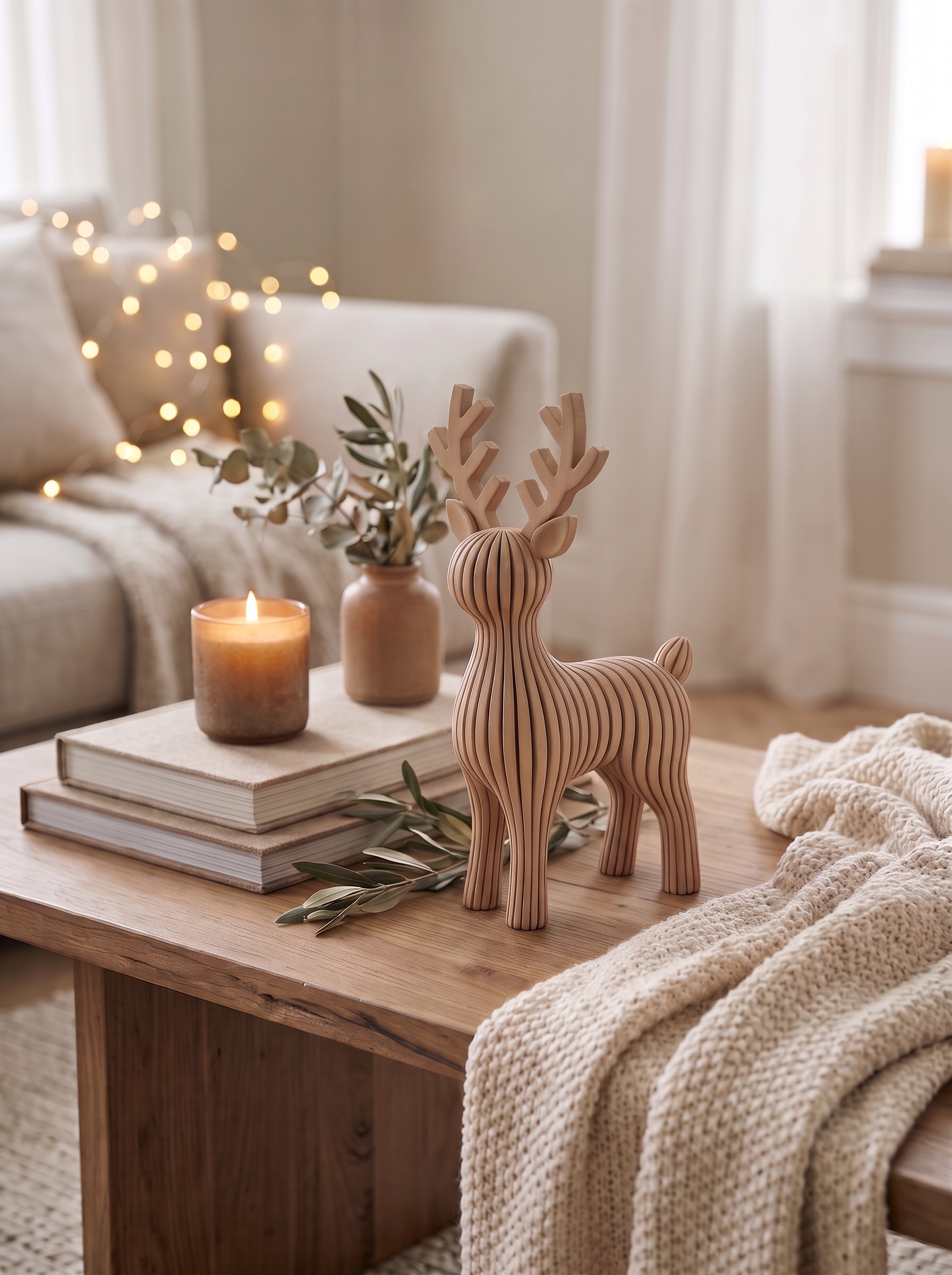 Статуэтка Holiday Deer, 15×8,2×5 см — новогодняя фигурка оленя из безопасного PLA‑пластика